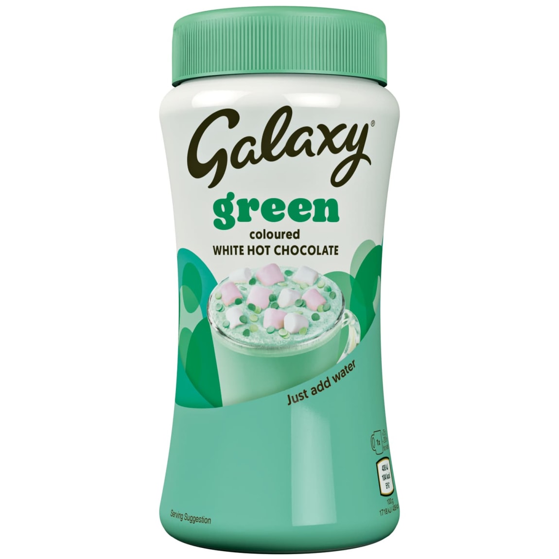 Vibrant green Galaxy hot chocolate for Christmas or parties