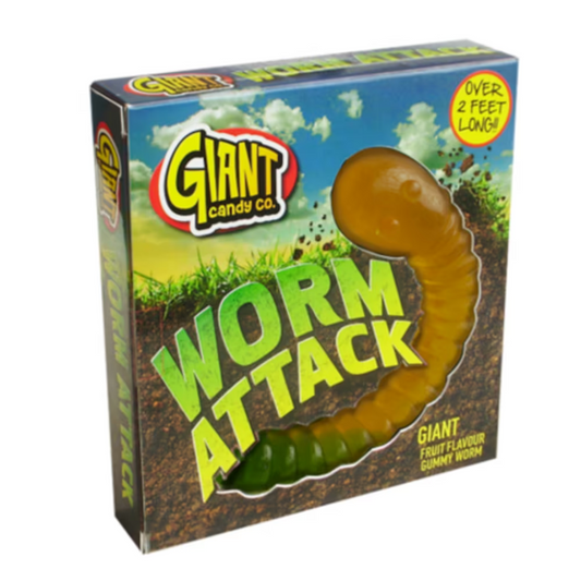 Giant Candy Co Worm Attack Box 800g with fruit flavoured gummy worm