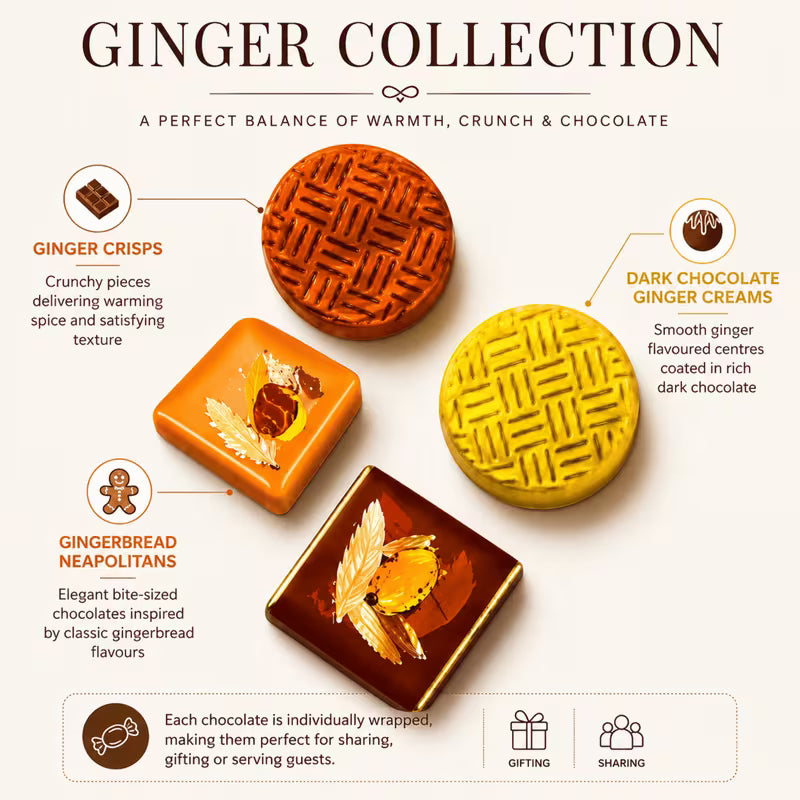 Luxury ginger chocolate gift box for sharing and gifting