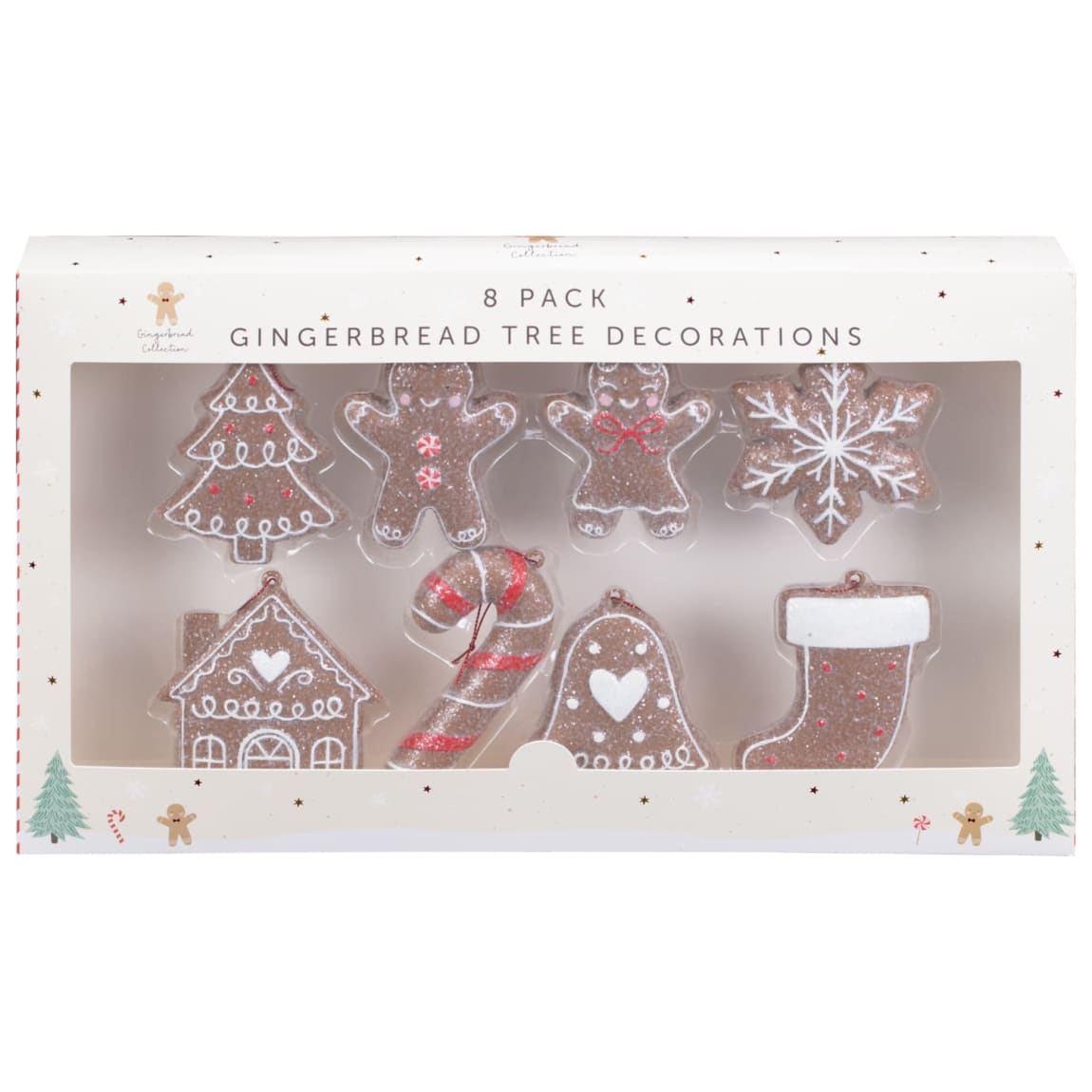 Gingerbread Tree Decorations 8pk for festive Christmas trees