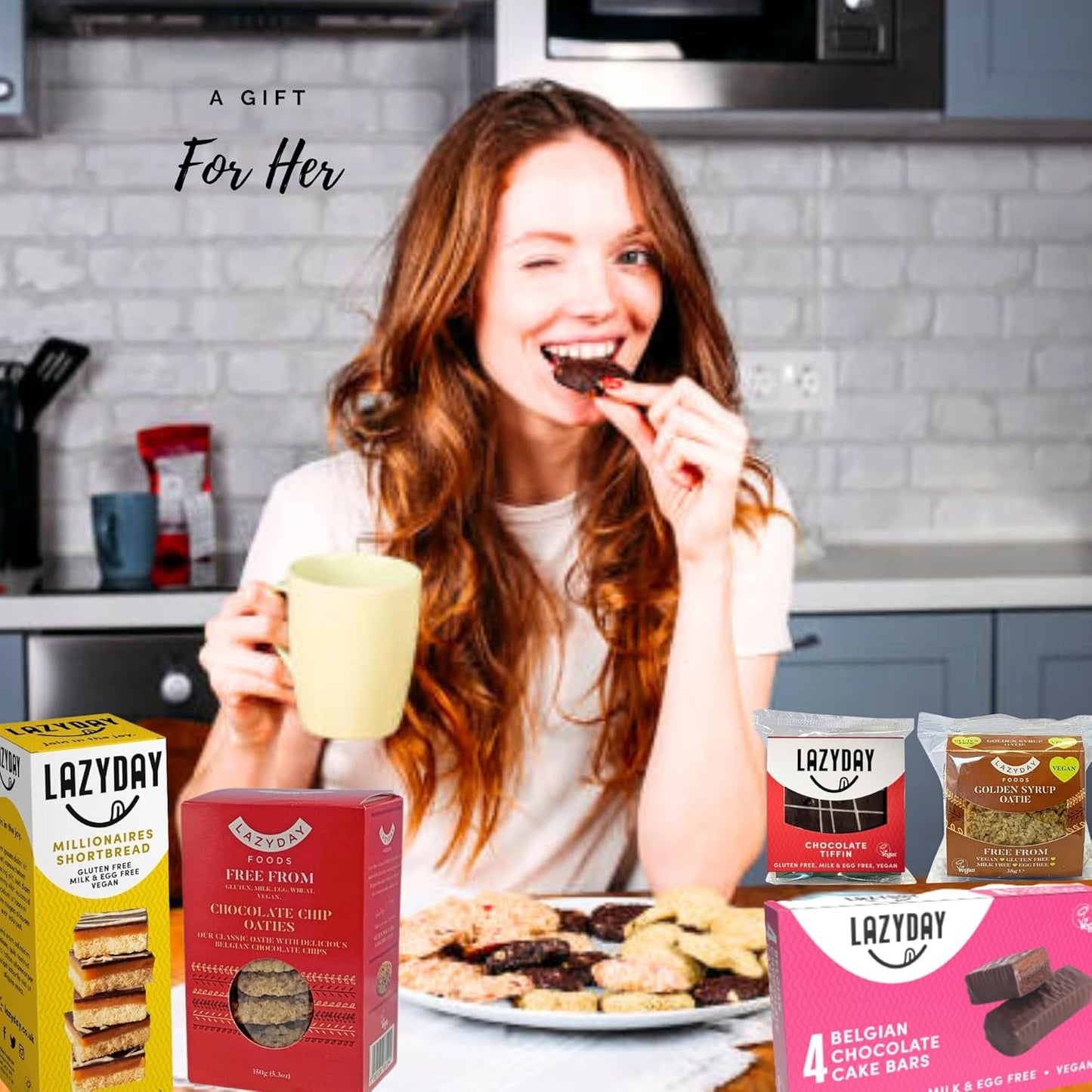 Vegan and gluten-free chocolate biscuits gift box including greeting cards