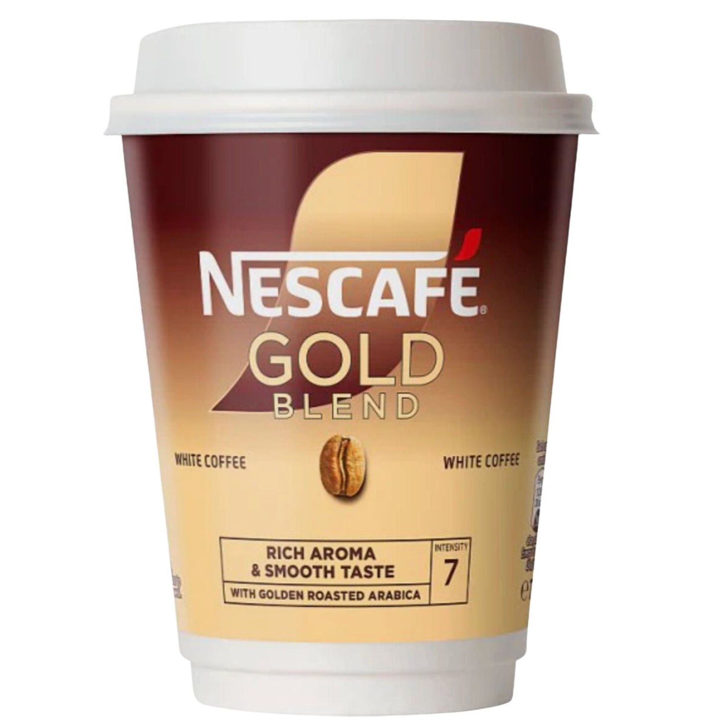Gold Blend white coffee 12oz foil sealed cups Nescafé & Go