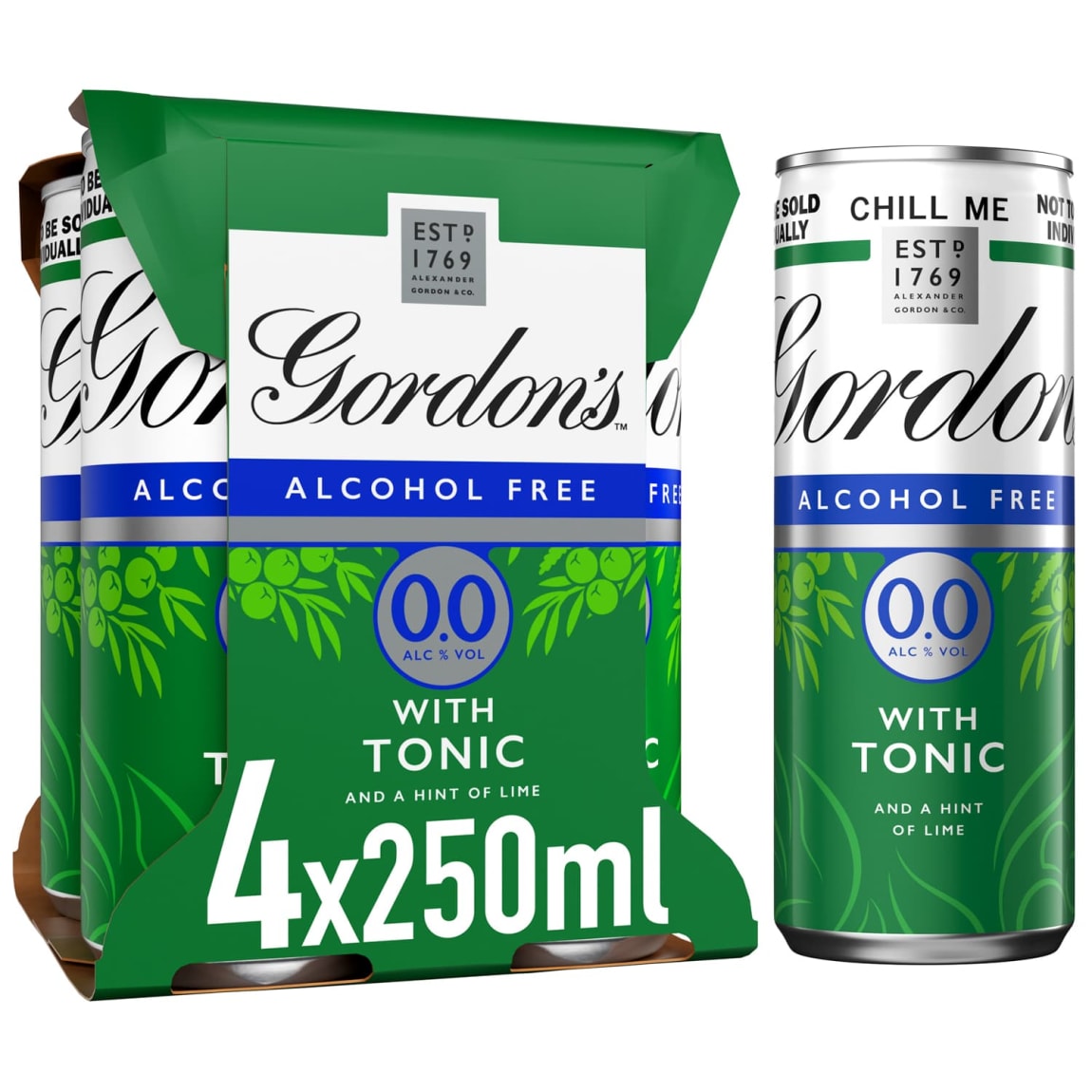 Gordon’s Alcohol Free Gin & Tonic with Lime 4 x 250ml cans