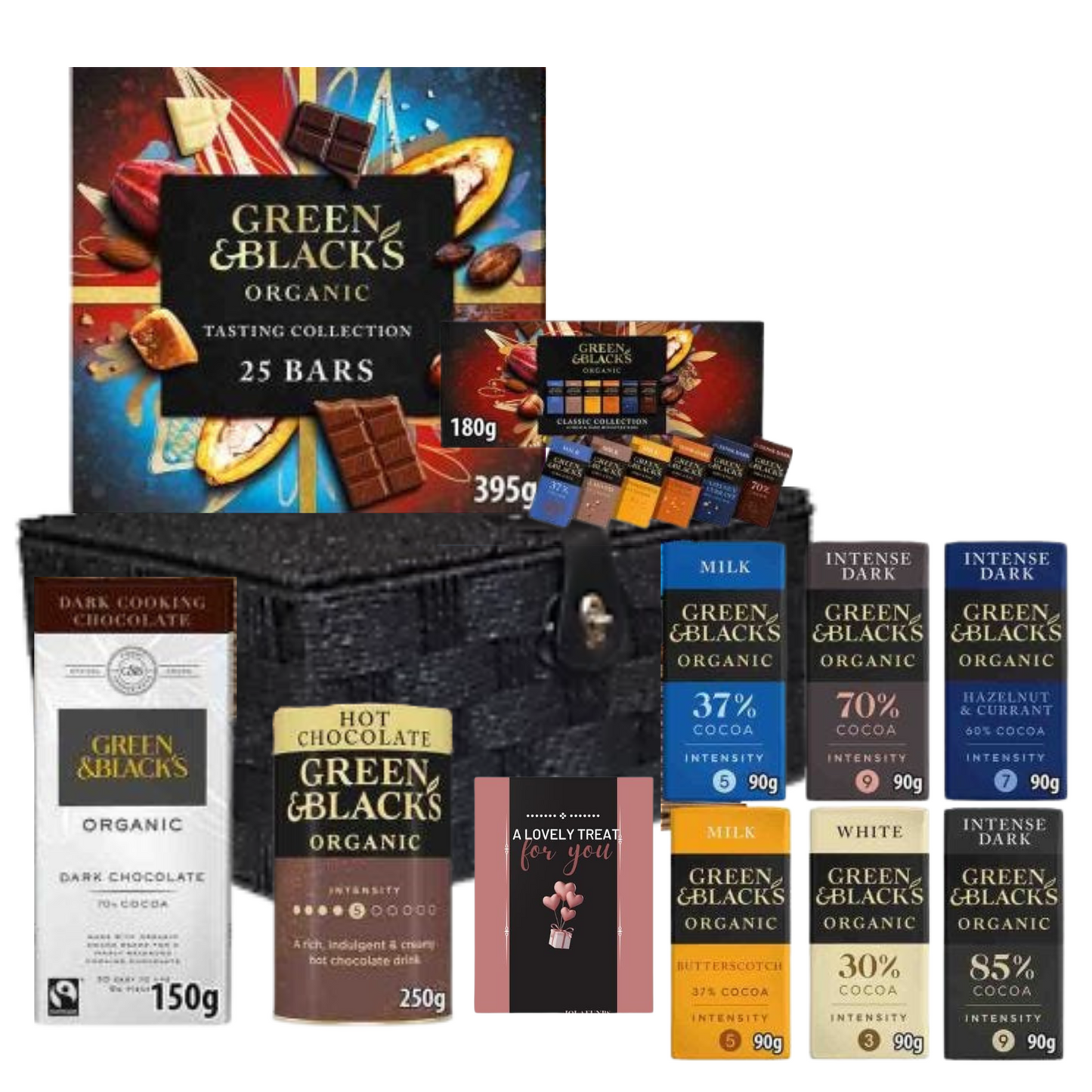 Green & Black’s organic chocolate hamper with variety bars