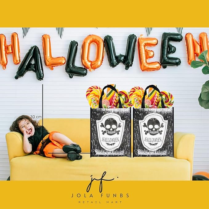 Two Halloween tote bags for carrying candy, sweets, and toys