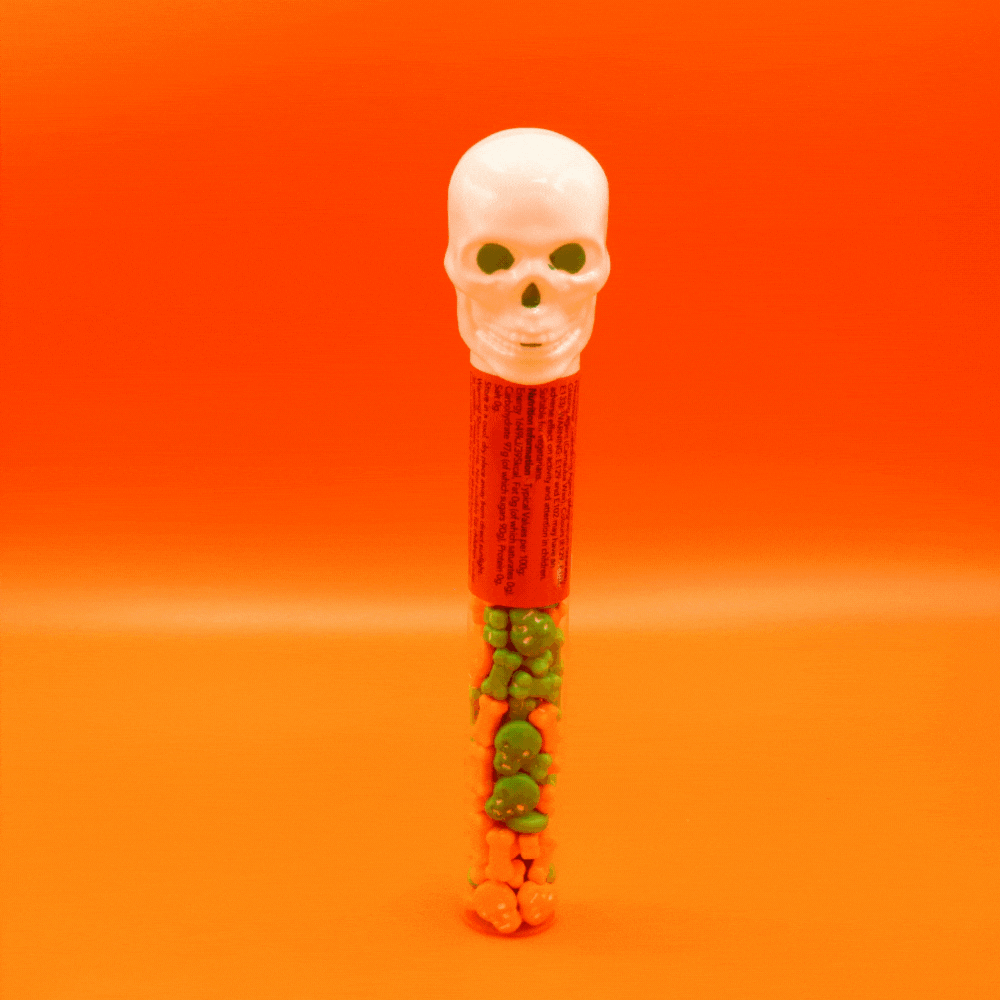 Fruity novelty candy tubes for Halloween parties and treats