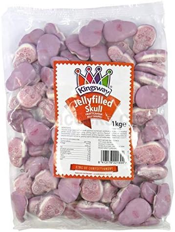 Gluten-free Kingsway Jelly Skulls 1kg festive spooky candy