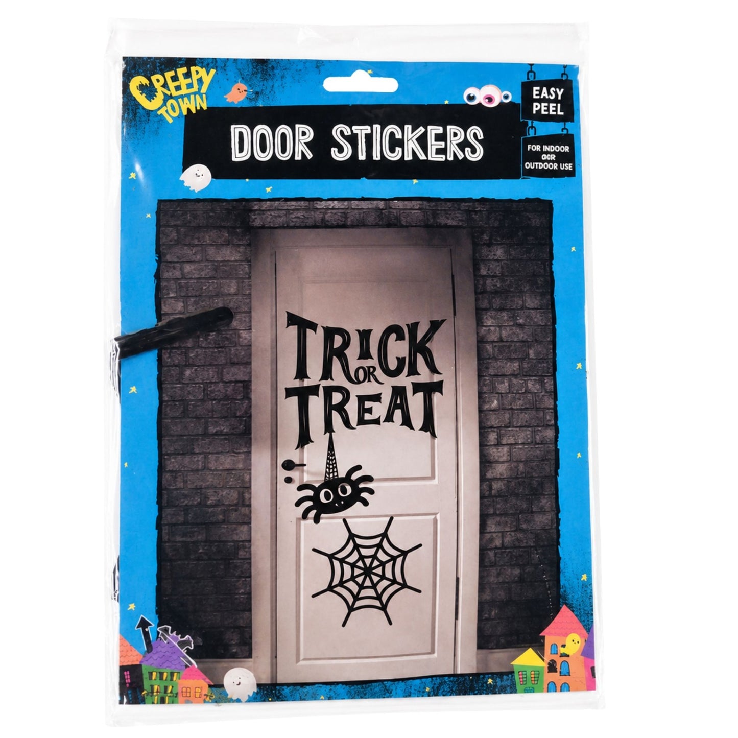 Halloween door stickers with spider web designs
