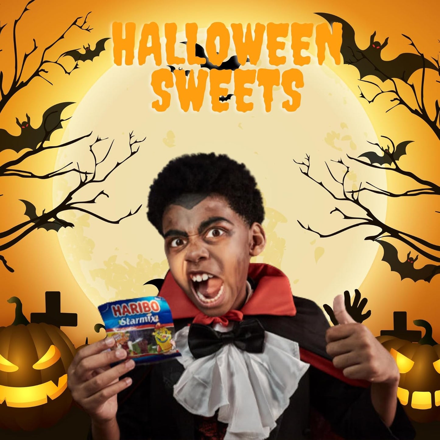 Halloween Treat Box with Haribo Gummies and Spooky Decorations to Create a Haunted Atmospher