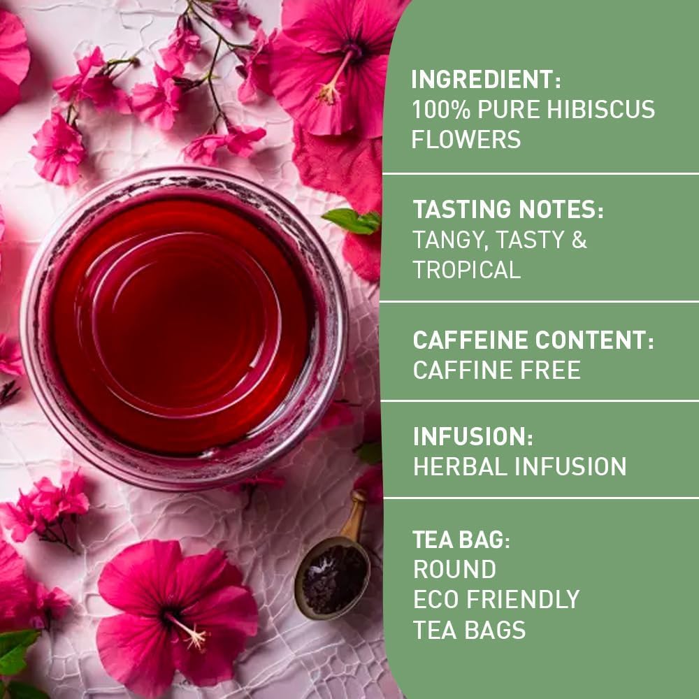 Round tea bags filled with hibiscus flowers