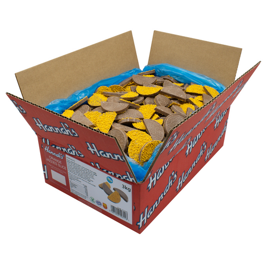 Hannah’s Orange Jazzies 3kg bulk box with chocolate sprinkle sweets