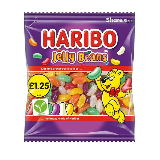 Haribo Jelly Beans 12 x 140g Bags of Fruity Chewy Candies
