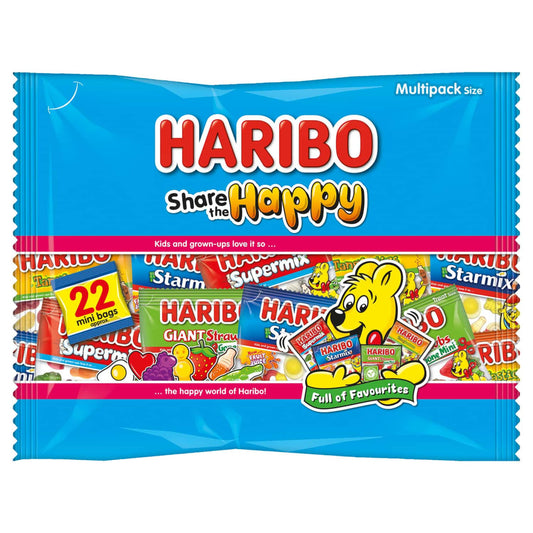 Assorted fruit and foam flavoured Haribo mini bags