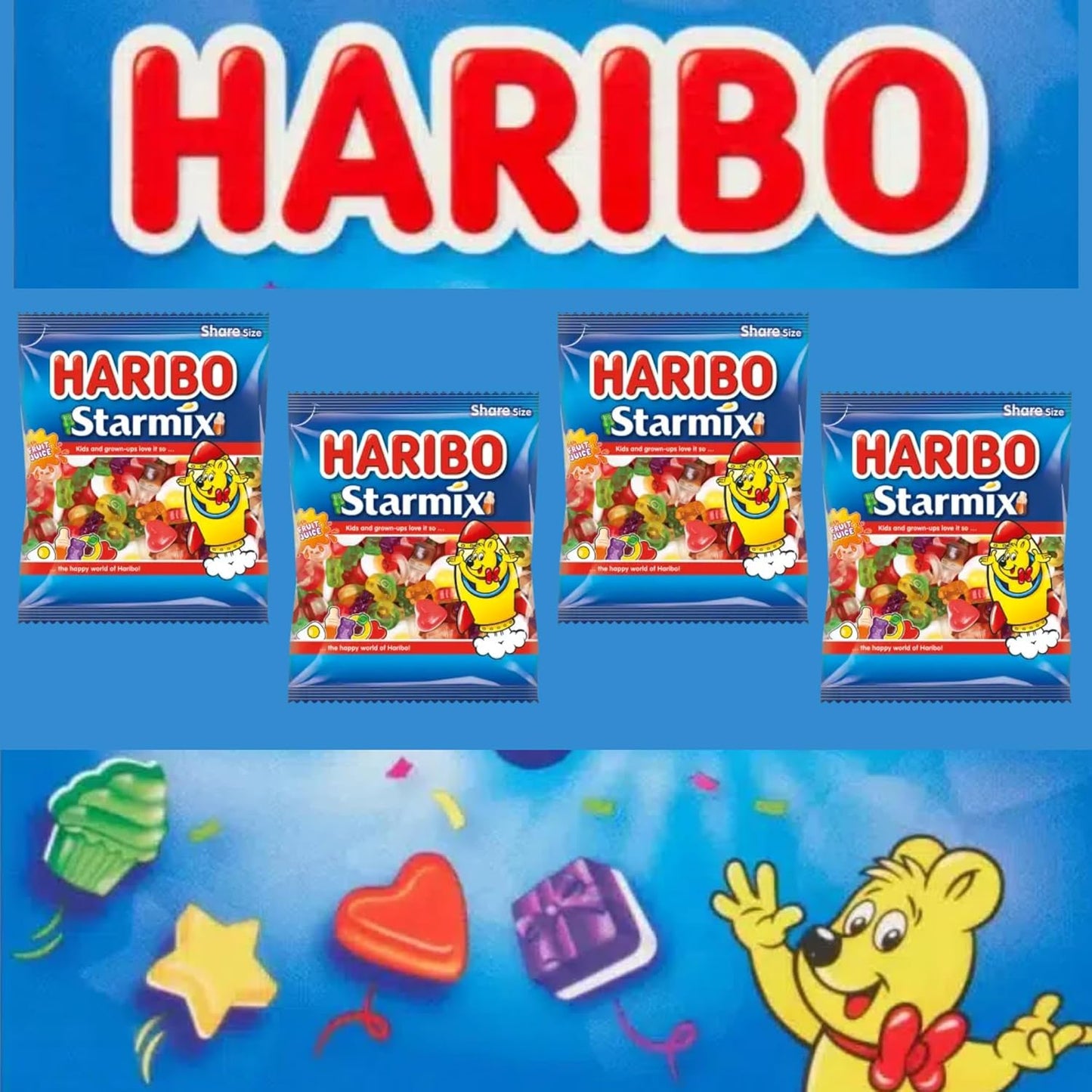Colorful Haribo 50 mini bags set perfect for parties, events, and special celebrations