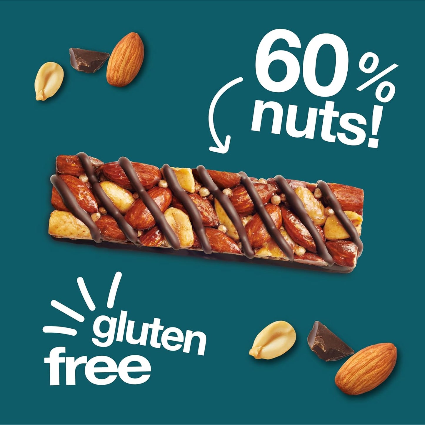 High fibre snack bars made with dark chocolate, nuts, and sea salt