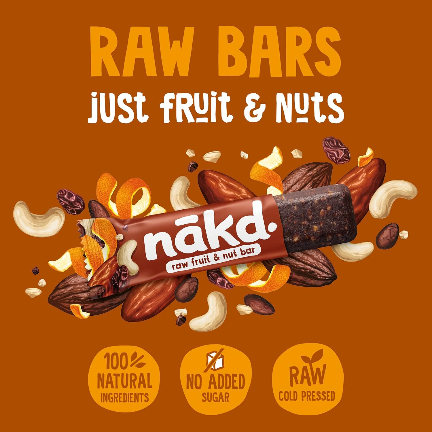 Vegan and gluten-free Nakd snack bars with natural ingredients