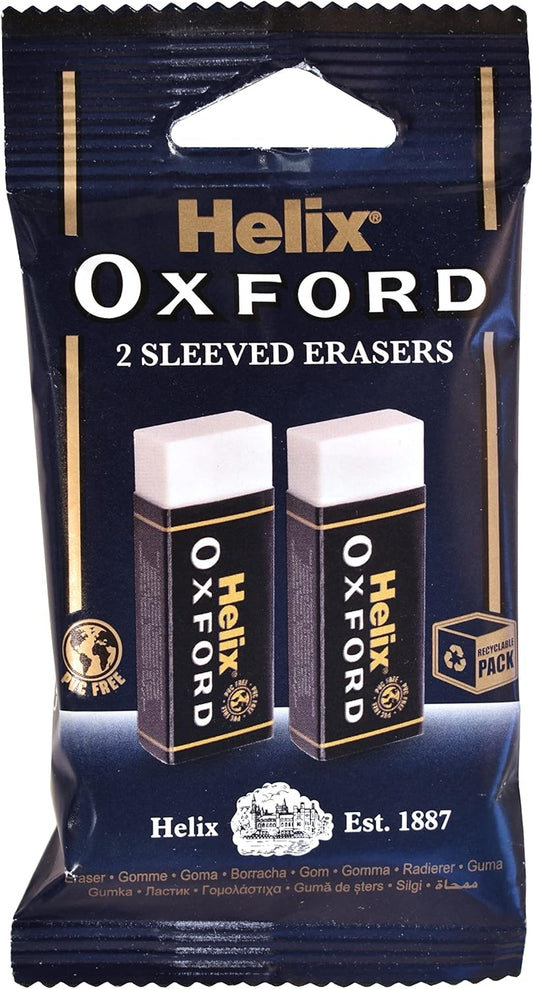 Helix Oxford large blue erasers twin pack