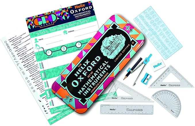 Essential drawing and measuring tools in orange set