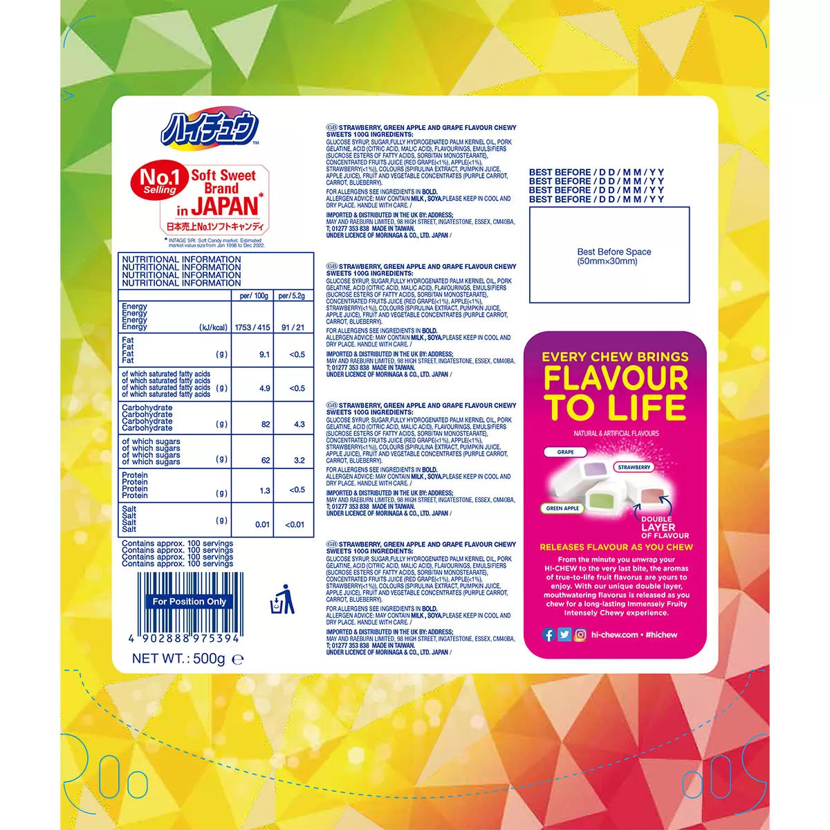 Hi-Chew chewy candy assortment with tropical fruit flavours