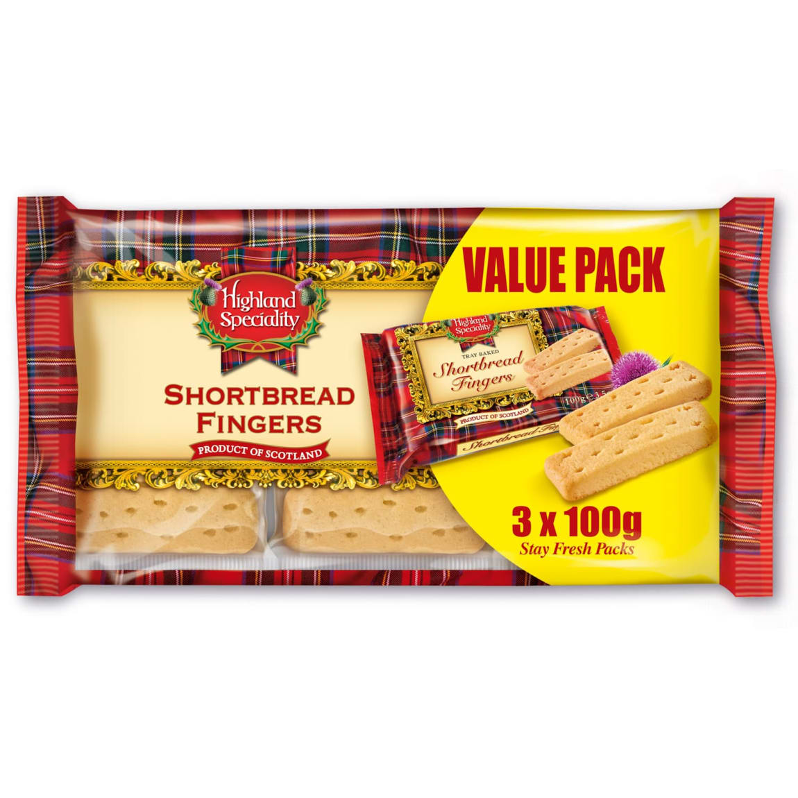 Highland Speciality Shortbread Fingers 3 x 100g traditional Scottish biscuits