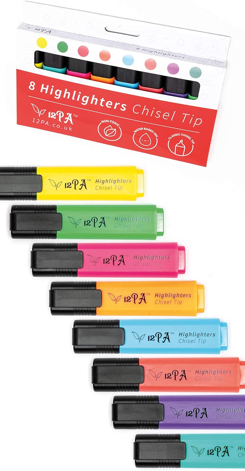 Smudge-resistant highlighters with bright ink