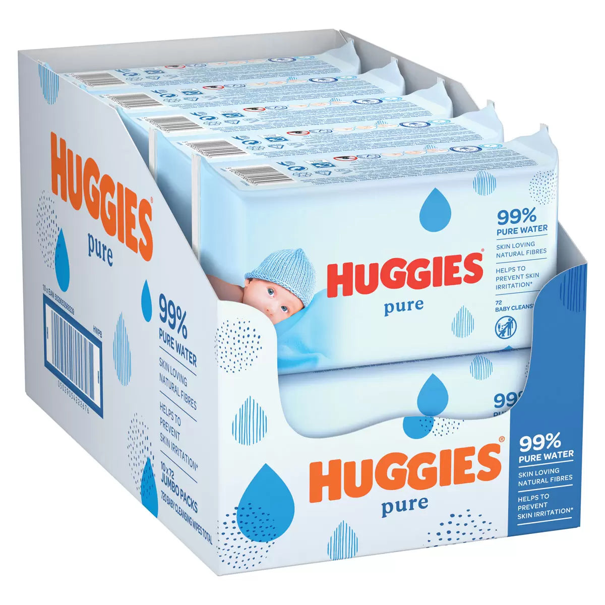 Huggies Pure Baby Wipes, 10 x 72 – gentle care for your baby’s delicate skin, soft and pure