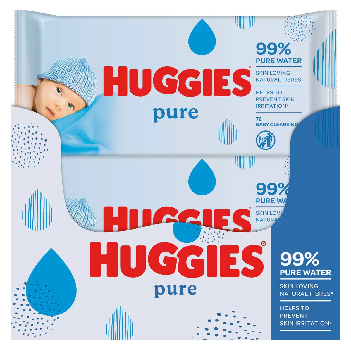 Huggies Pure Baby Wipes, 10 x 72 – pure, gentle care for everyday use on baby’s skin