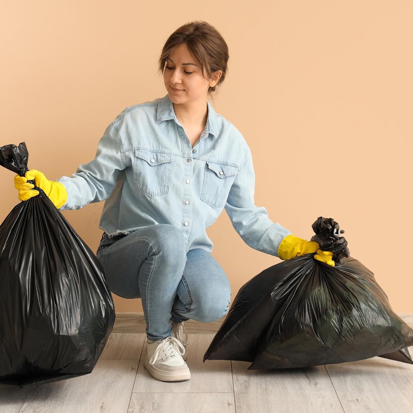 Industrial-grade garbage bags with reinforced durability