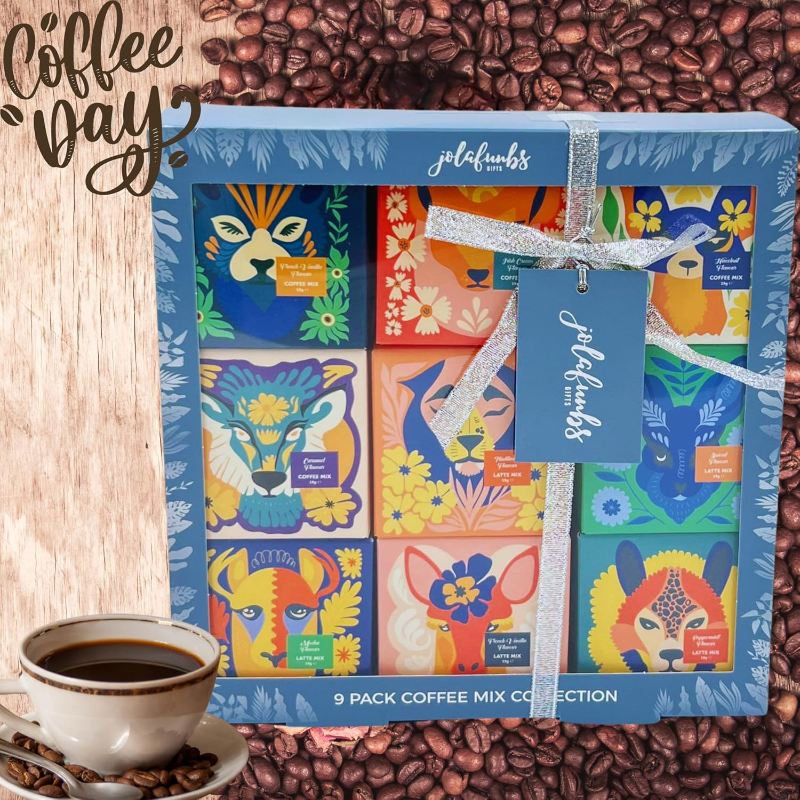 JOLAFUNBS 9-flavour instant coffee selection gift set with variety of rich blends