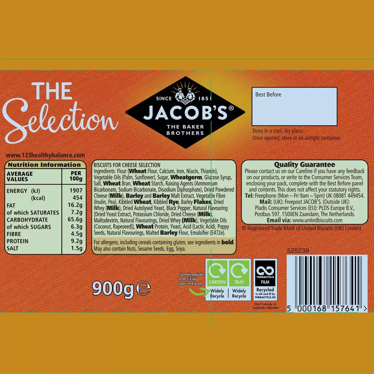 Jacob's Biscuits for Cheese, 900g – tasty and versatile snack, perfect with any cheese
