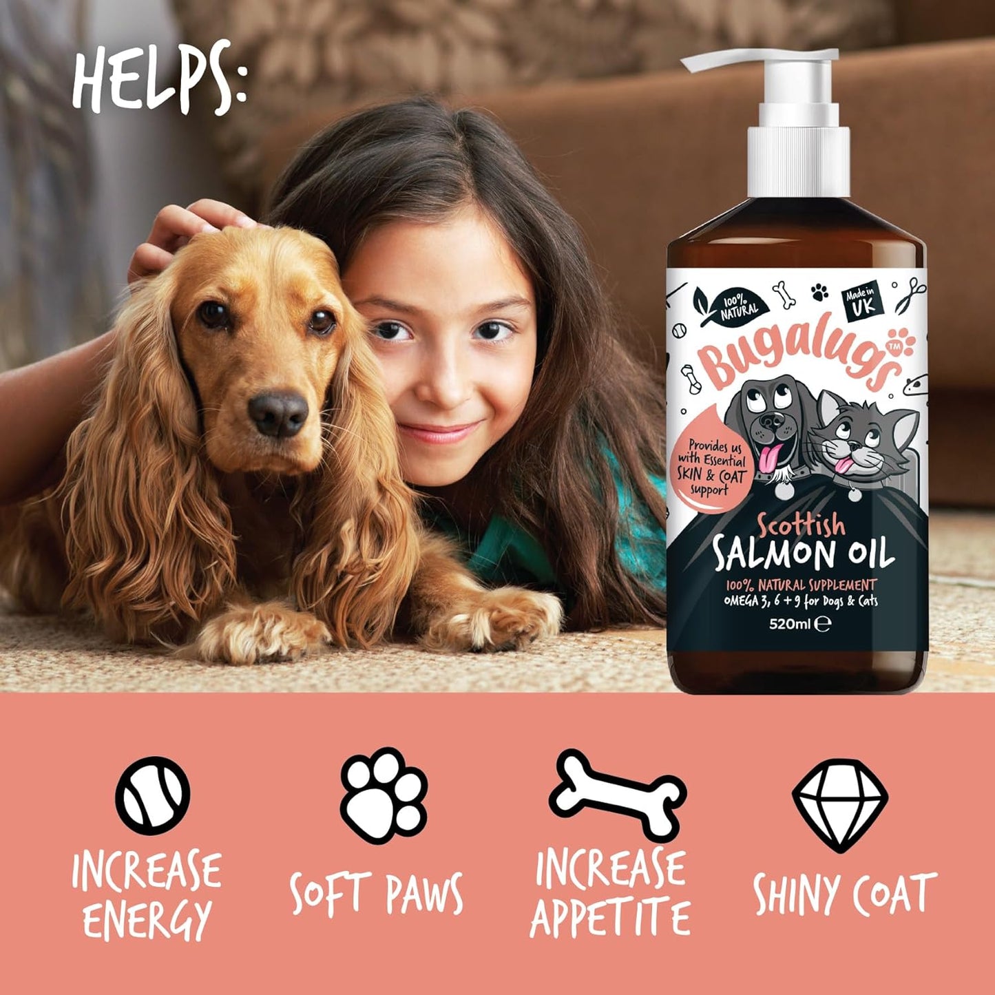 Salmon oil supporting joint and immune health in pets