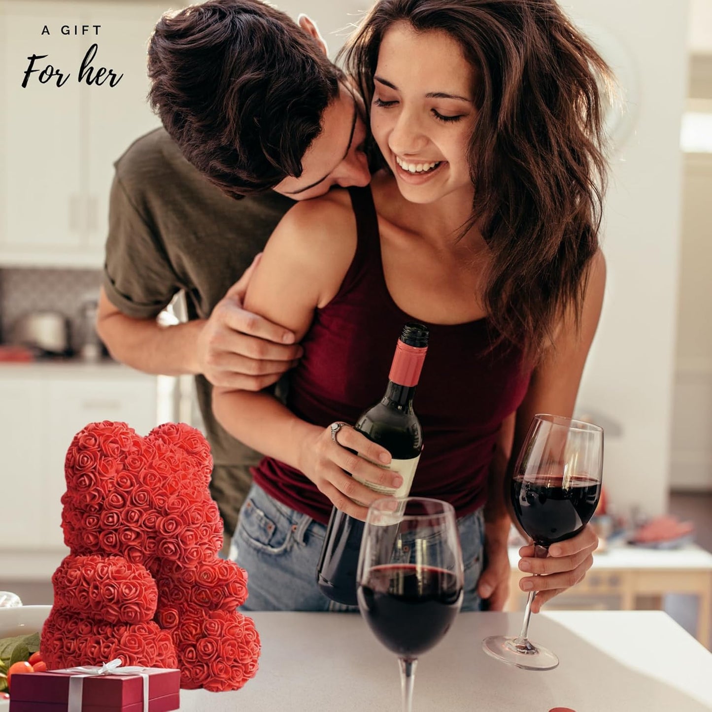 JOLAFUNBS love gift box with rose flower bear