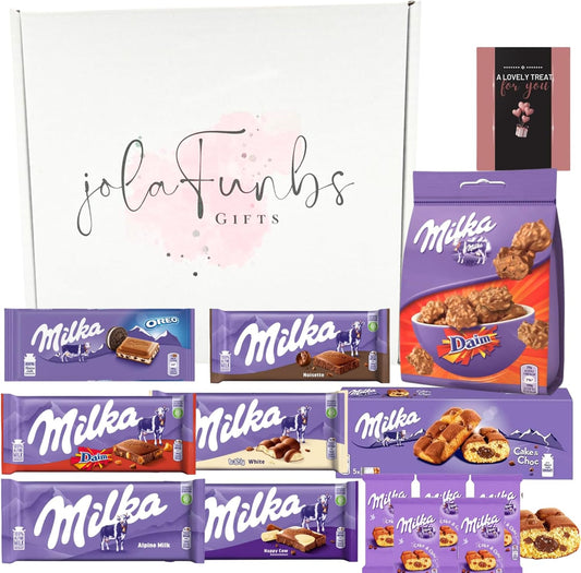 Luxury Milka Milk Chocolate Hamper with assorted bars and treats