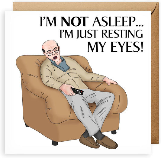 Funny Father's Day card with "Just Resting My Eyes" message – a lighthearted choice for fathers day gifts from son or daughter
