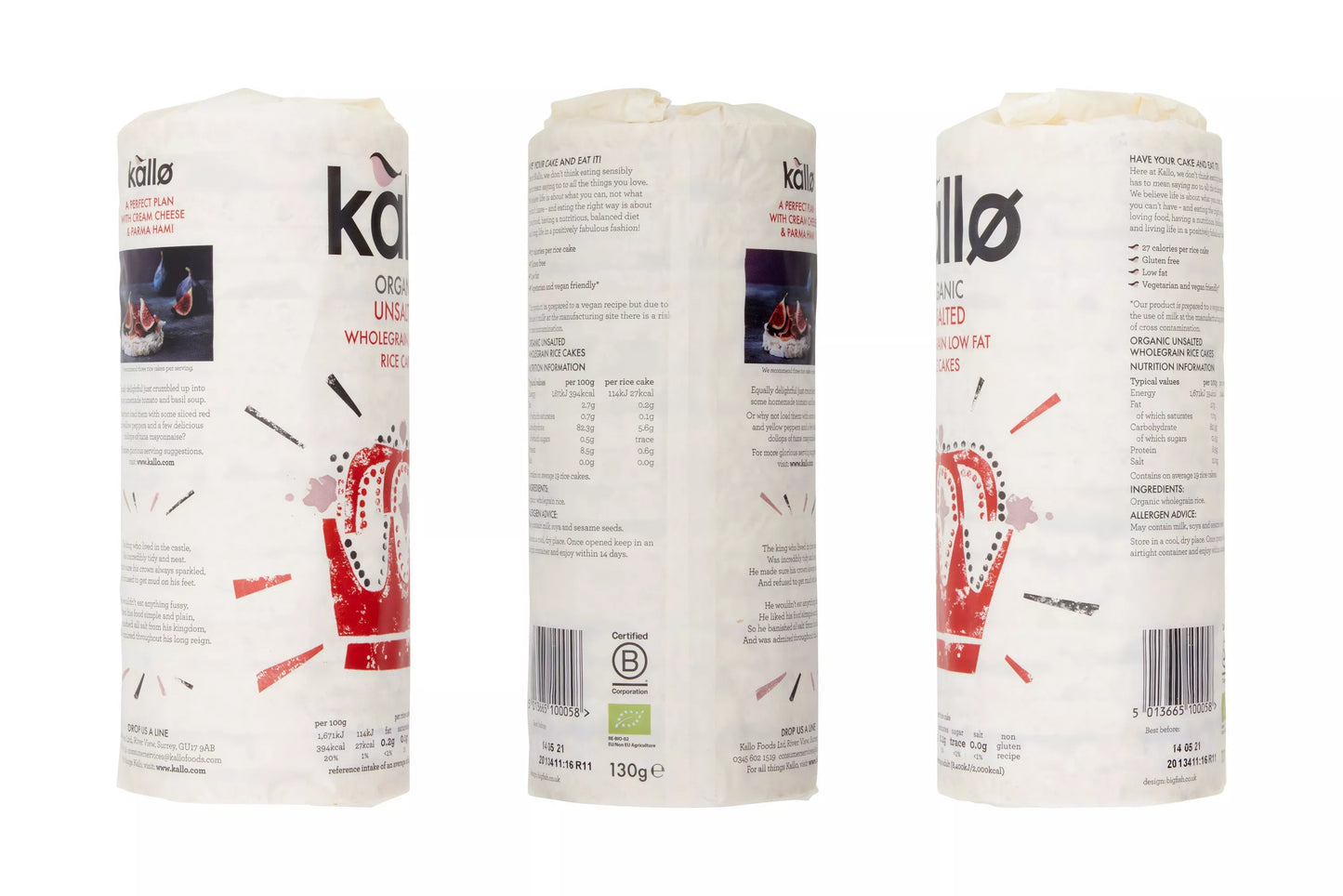 Organic wholegrain rice cakes snack