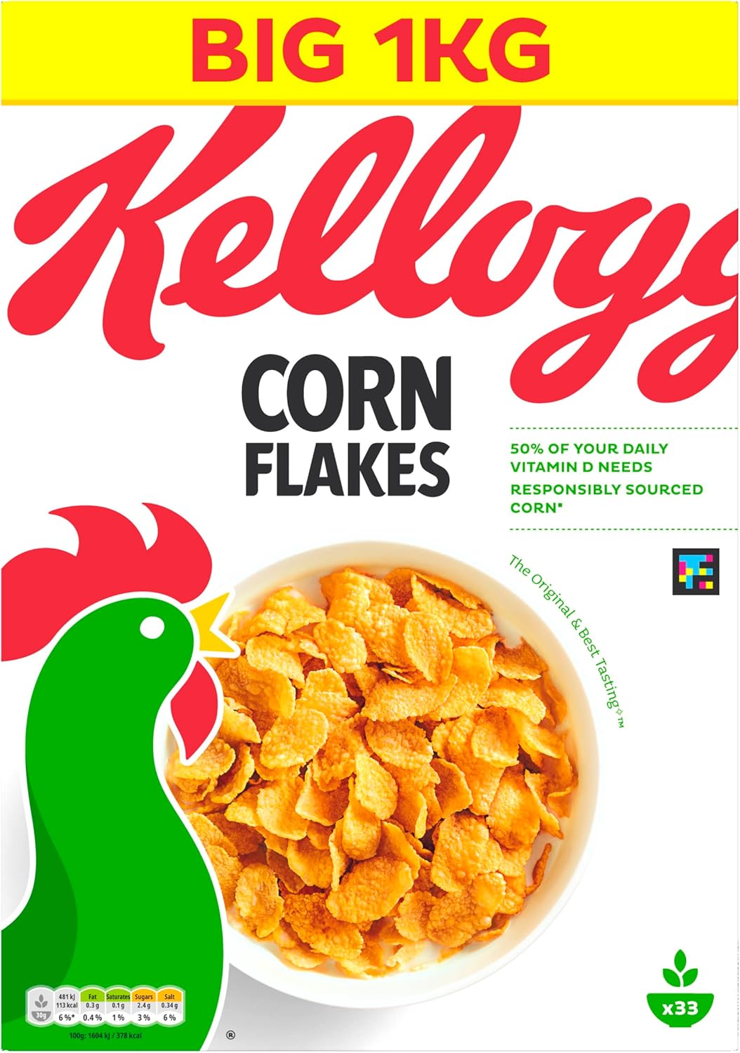 kelloggs corn flakes 1kg box nutritious crunchy breakfast choice