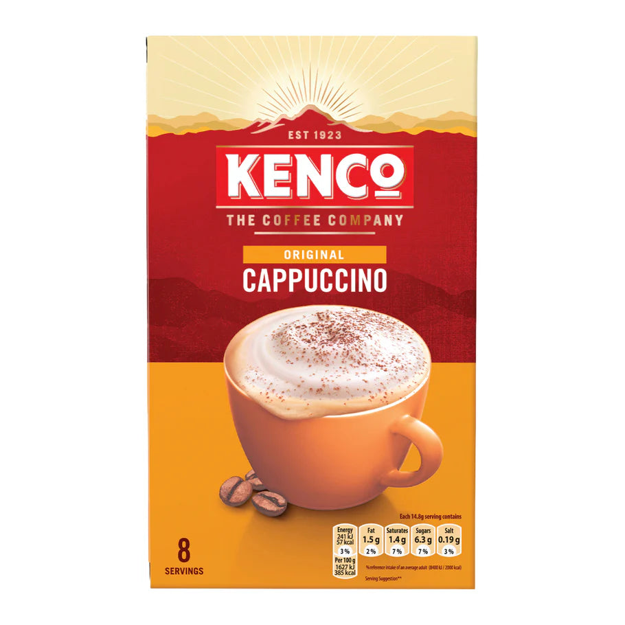 Convenient Kenco Cappuccino sachets for quick coffee breaks