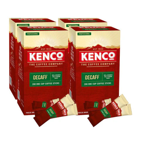 Bulk pack of Kenco Decaffeinated Instant Coffee Sticks, 4 boxes of 200 each