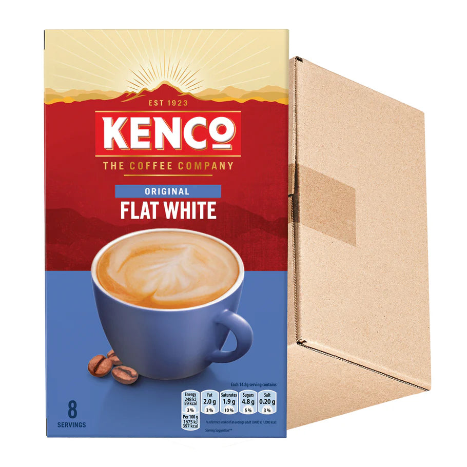 Bulk pack of Kenco Flat White Instant Coffee sachets for daily coffee lovers