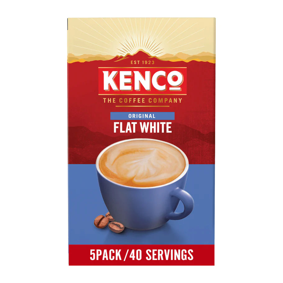 Quick preparation Kenco Flat White Instant Coffee sachets for easy coffee