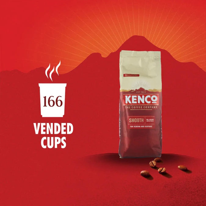 Hot water being poured over Kenco Smooth Roast Instant Coffee powder.