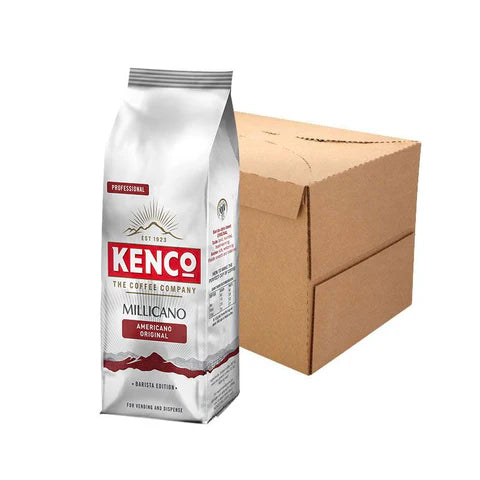 Kenco Millicano Americano Instant Coffee 10-pack case with 300g bags.
