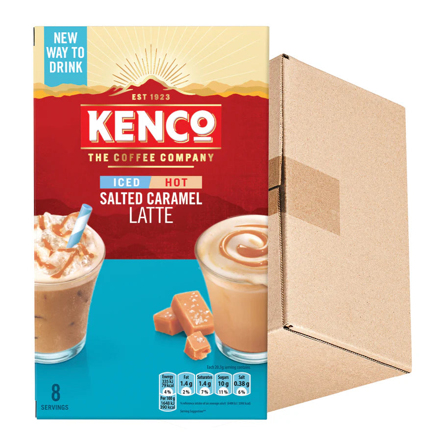 Bulk pack of Kenco Salted Caramel Latte instant coffee sachets 5x8