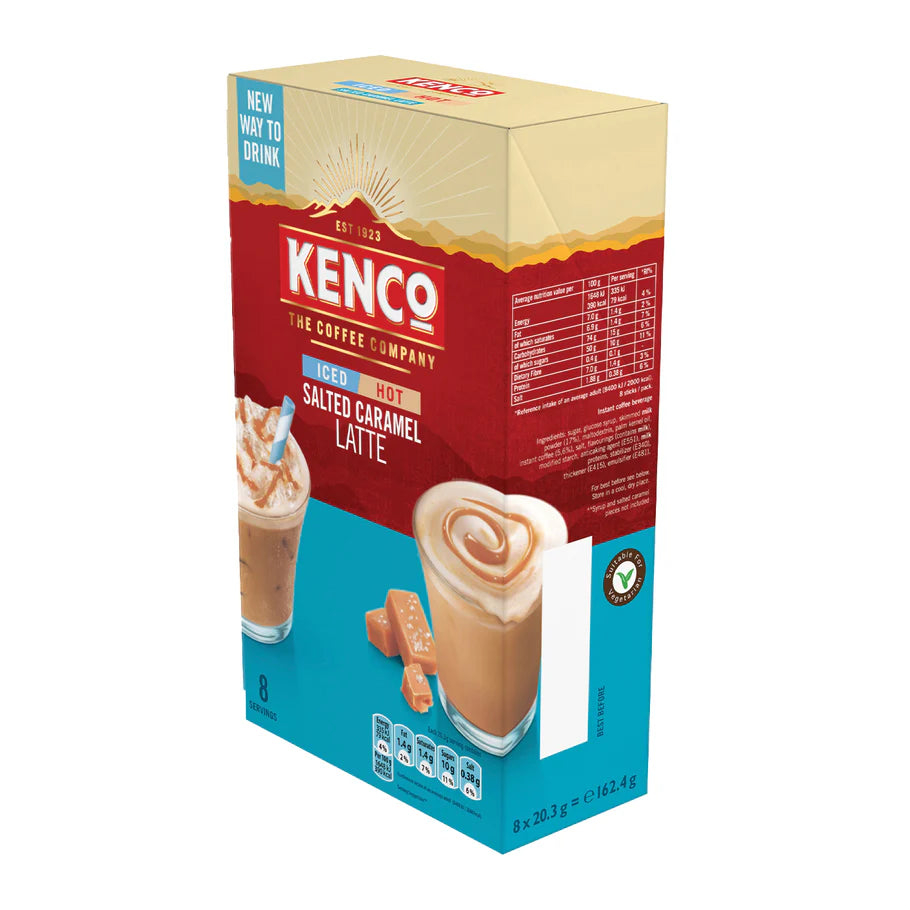 Rich, creamy texture of Kenco Salted Caramel Latte coffee sachets