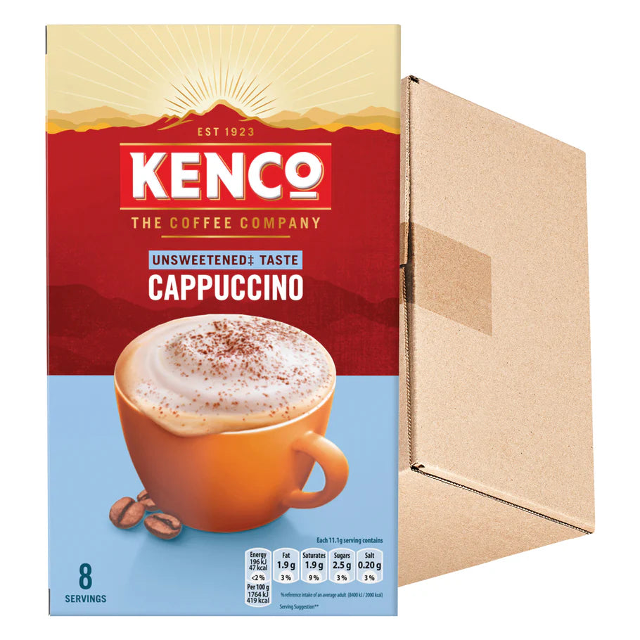 Bold espresso flavour in Kenco Unsweetened Cappuccino sachets