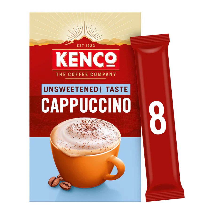 Quick and easy to prepare Kenco Unsweetened Cappuccino sachets
