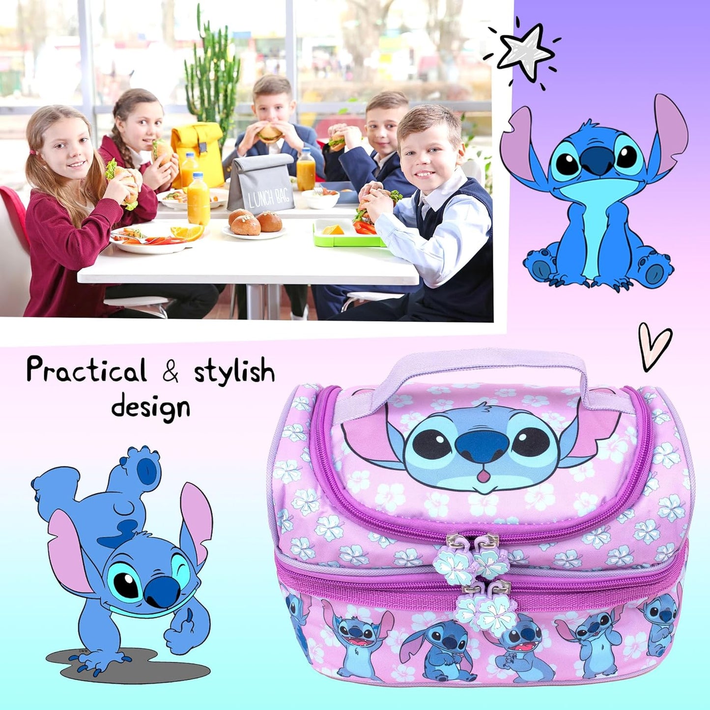 Cute Disney Stitch food carrier for school or nursery