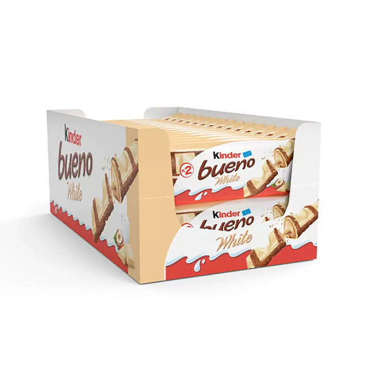 Kinder Bueno White Chocolate Bar 30 x 39g pack – creamy hazelnut wafer bars