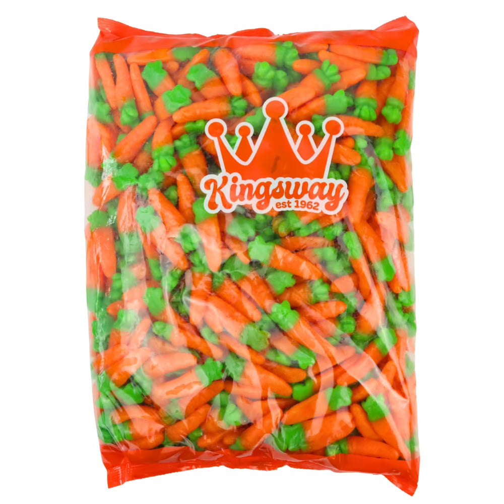 Bright Orange Carrot-Shaped Gummies Bulk Bag