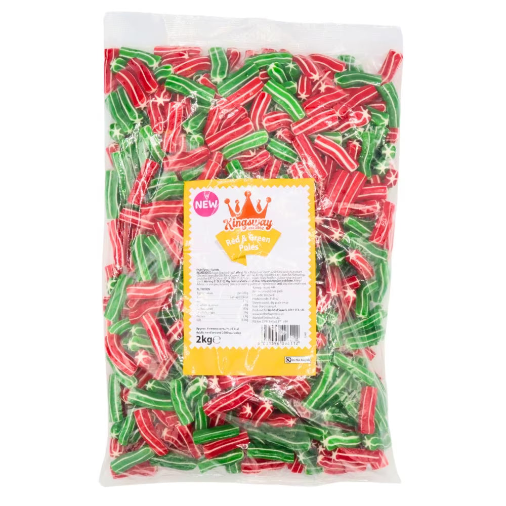 Kingsway Green and Red Poles fruit sweets 2kg bag
